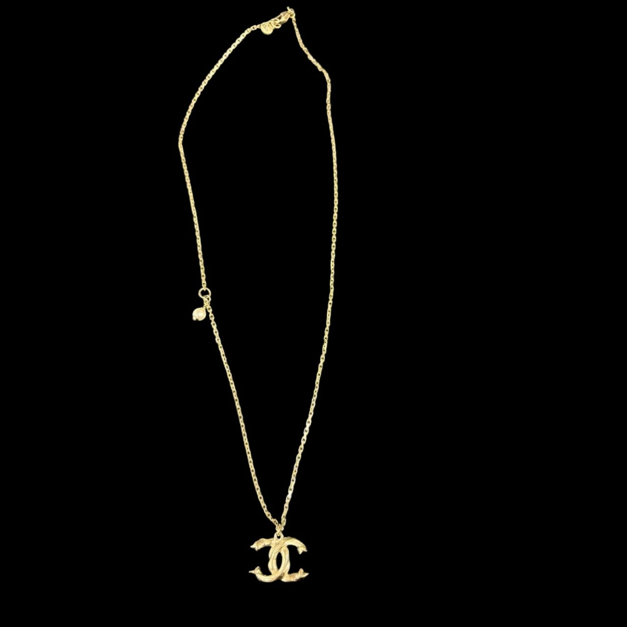 CHANEL CHANEL Coco Mark Rhinestone Necklace, Gold Hardware, F18V, With Original Box, CHANEL Silver Rhinestone-Set Alloy Necklace