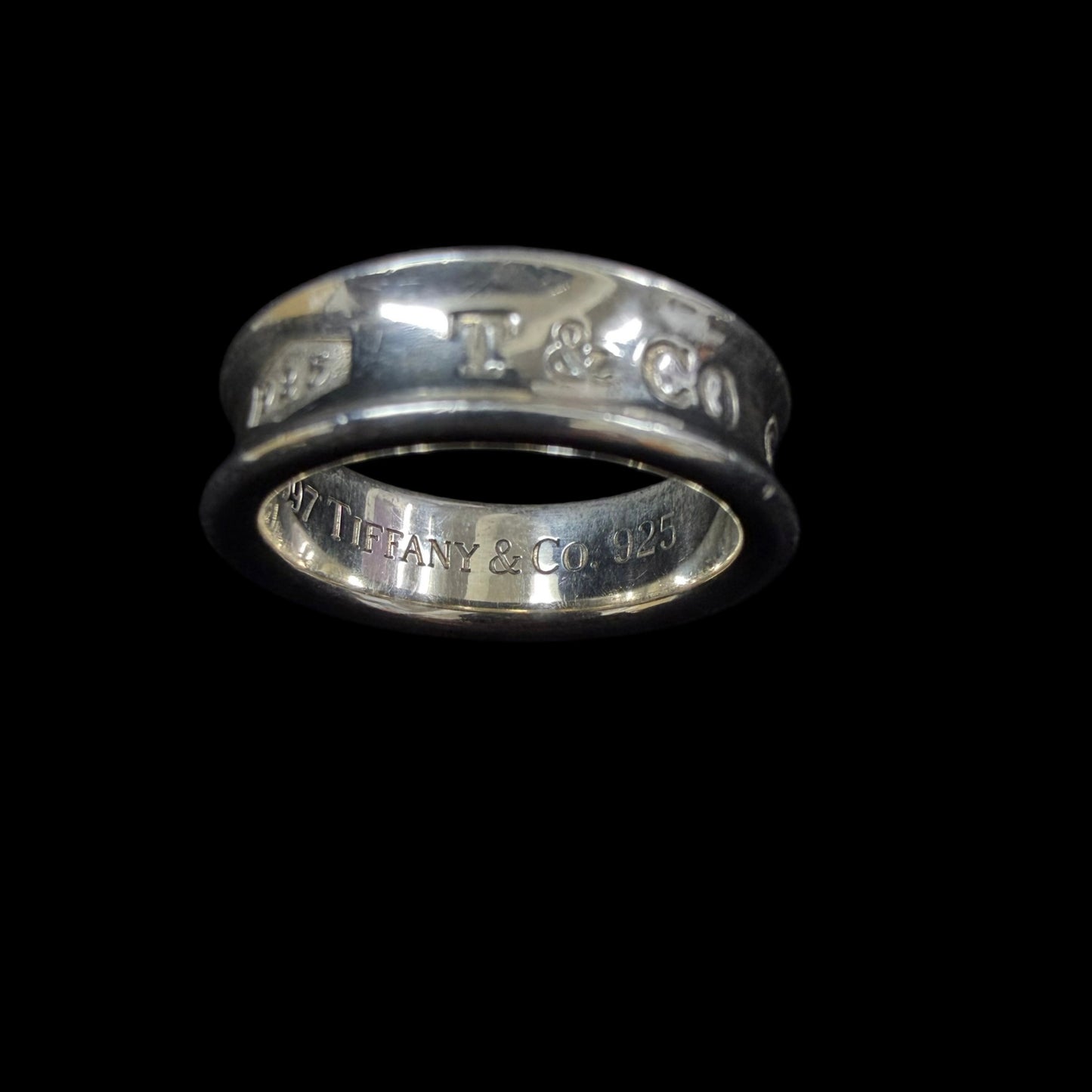TIFFANY & CO. 1837 Engraved 925 Sterling Silver Wide Band Ring Plain Minimalist Unisex Genuine 925 Silver Jewelry Classic Accessory