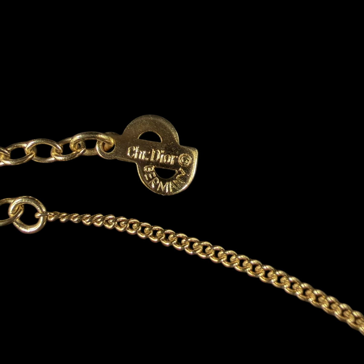 DIOR Gold Alloy Circular Embossed CD Logo Pendant Necklace