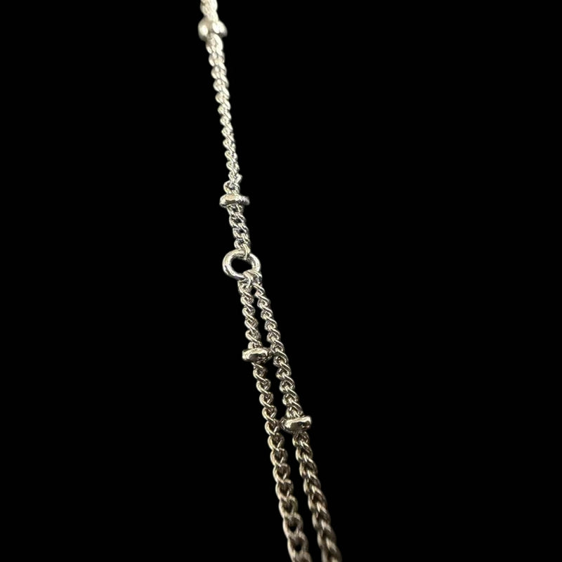 DIOR Heart CD Logo Pendant Necklace Rhinestone 925 Sterling Silver