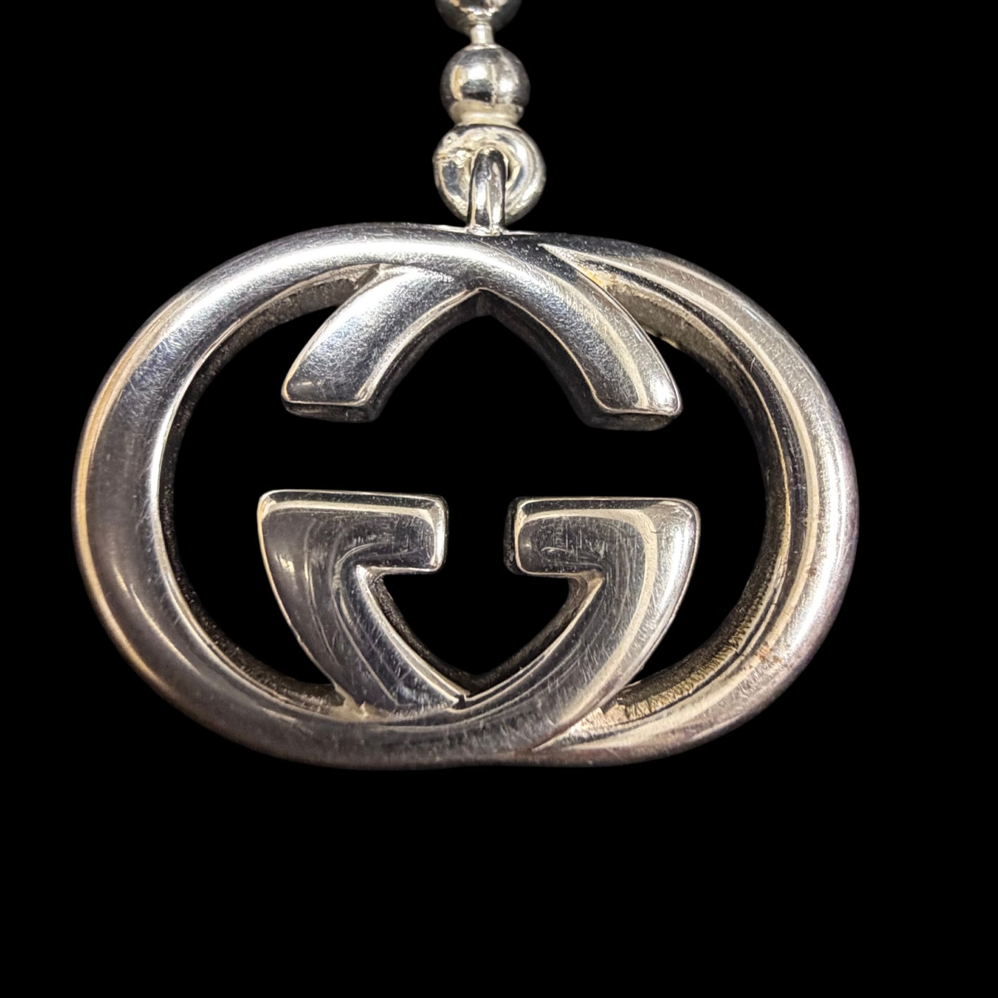 GUCCI Interlocking G Ball Chain 925 Sterling Silver Necklace