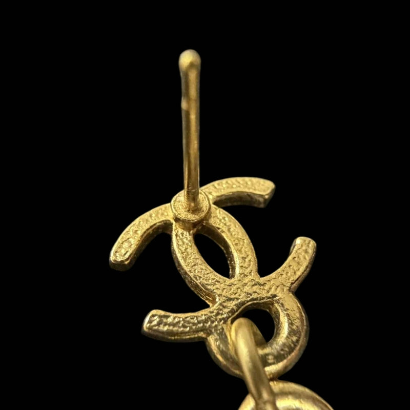 CHANEL Coco Mark Star Drop Earrings Enamel Gold Alloy Hardware